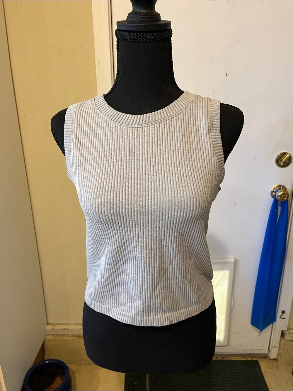 Hippie Rose Light Gray Ribbed Knit Tank